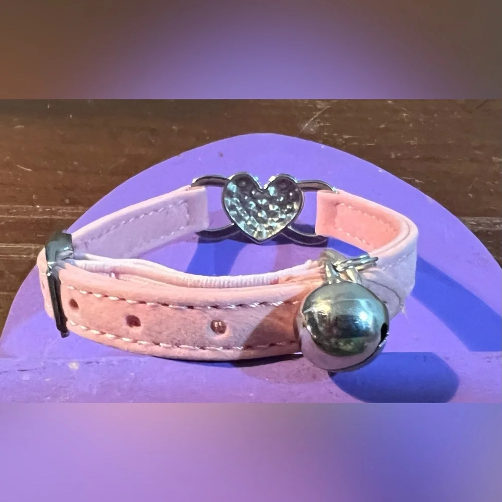Cat Collar Pink Sparkling Heart